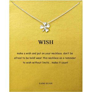 Four-Leaf Clover Pendant Necklace – Inspirational Wish Jewelry - Minimalist